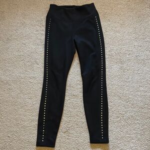 Black Suede Leggings with Gold Studs by WHBM